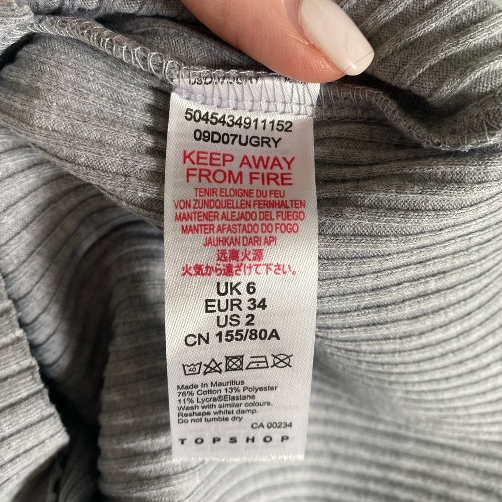 Topshop Grey Ribbed Tank Top Size 2 - Picture 6 of 7